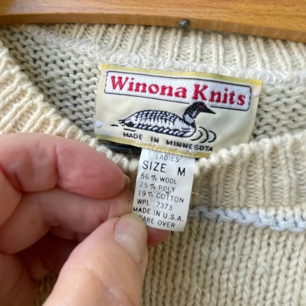Winona Knits size M 56% wool vintage. Made In Minnesota.